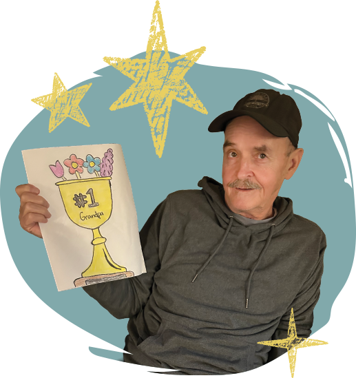 leroy with number one grandpa drawing